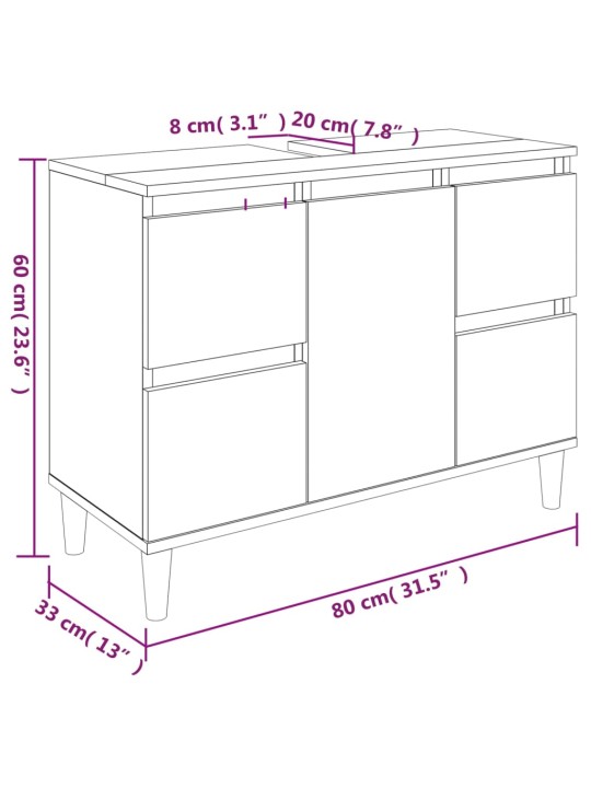 Valamukapp, suitsutatud tamm, 80 x 33 x 60 cm, tehispuit