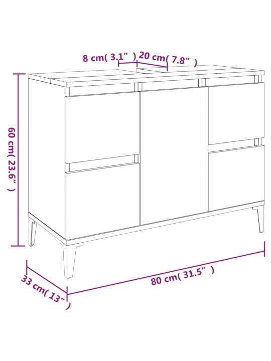 Valamukapp, suitsutatud tamm, 80 x 33 x 60 cm, tehispuit