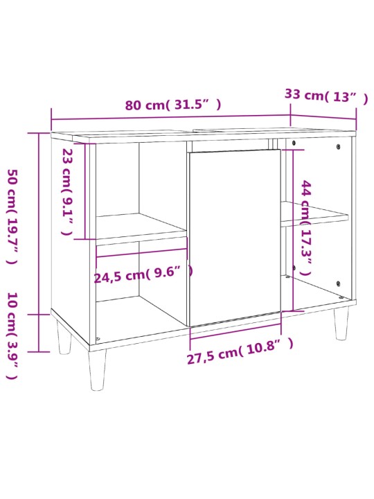 Valamukapp, hall sonoma tamm, 80 x 33 x 60 cm, tehispuit