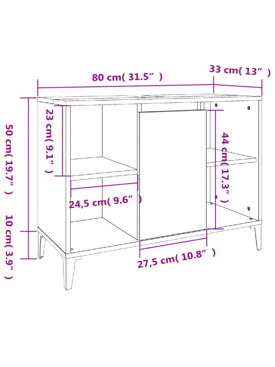 Valamukapp, hall sonoma tamm, 80 x 33 x 60 cm, tehispuit