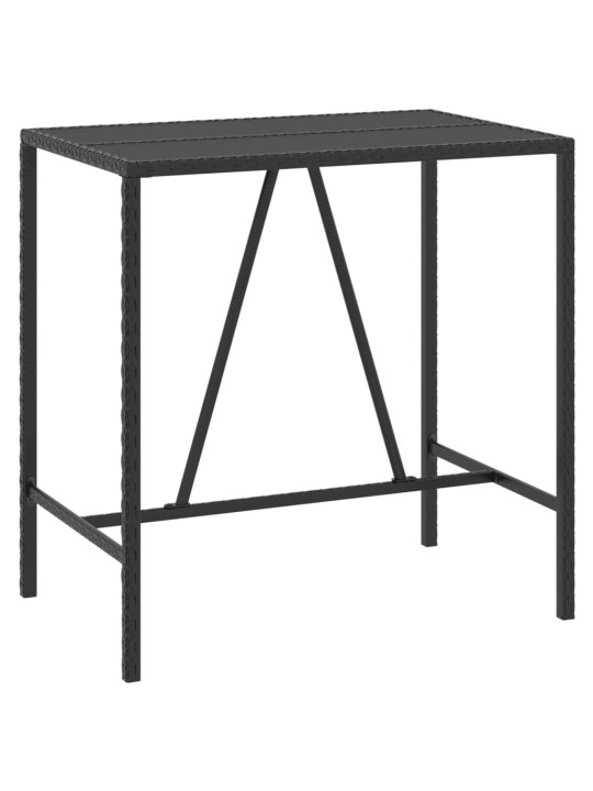 Baarilaud klaasplaadiga, must, 110 x 70 x 110 cm, polürotang