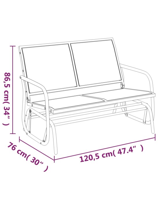 Liuglev aiapink, must, 120,5x76x86,5 cm, tekstileen ja teras