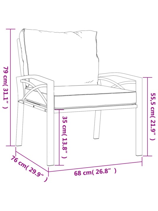 Aiatool hallide patjadega, 68 x 76 x 79 cm, teras