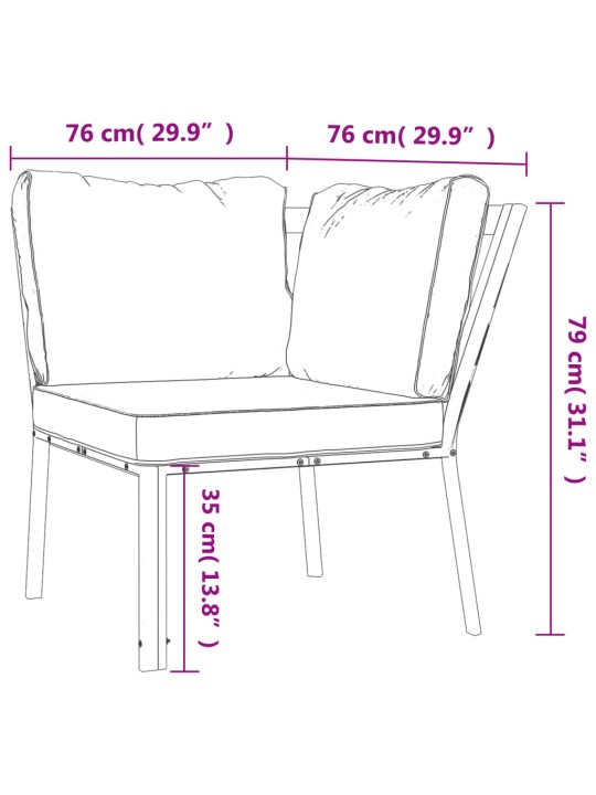 Aiatool hallide patjadega, 76 x 76 x 79 cm, teras