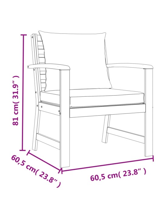 4-osaline aiamööbli komplekt patjadega, akaatsiapuit