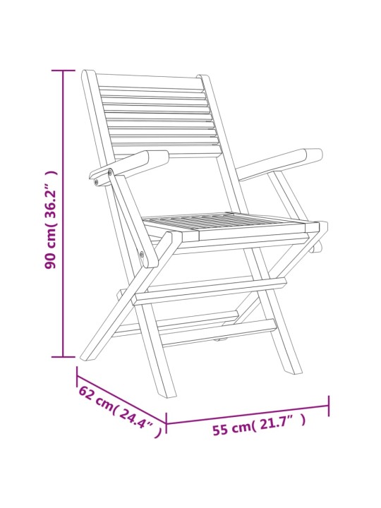 Kokkupandavad aiatoolid 6 tk, 55 x62 x 90 cm, tiikpuu