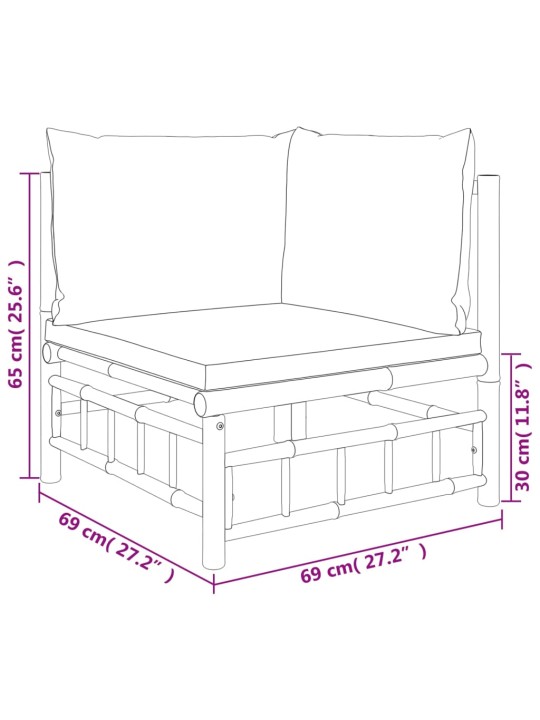 4-osaline aiamööbli komplekt tumehallide patjadega, bambus