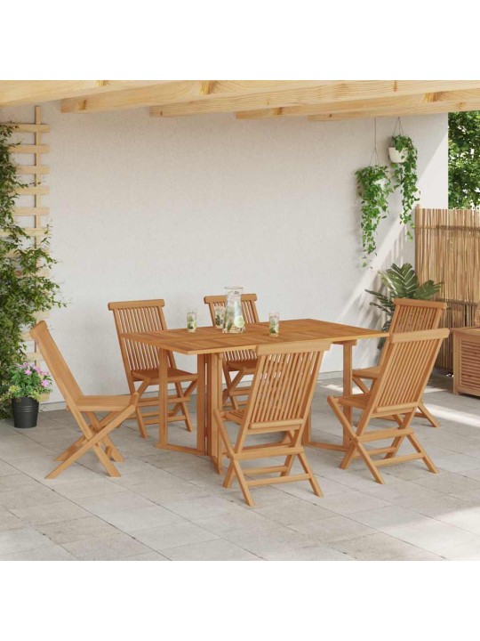 Aia söögilaudade komplekt 7 tk pruun 140 x 80 x 75 cm tiikpuu