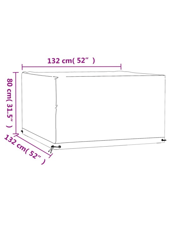 Aiamööbli katted 2 tk, 8 aasaga, 132 x 132 x 80 cm, kandiline