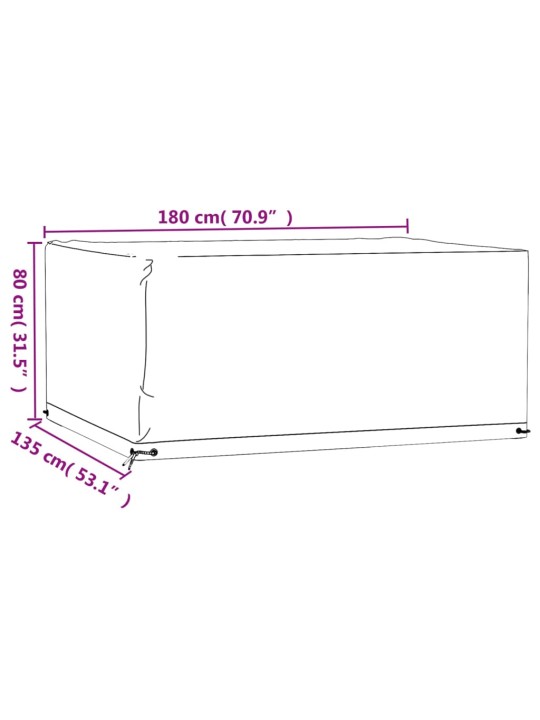 Aiamööbli katted 2 tk, 8 aasaga, 180 x 135 x 80 cm, ristkülik