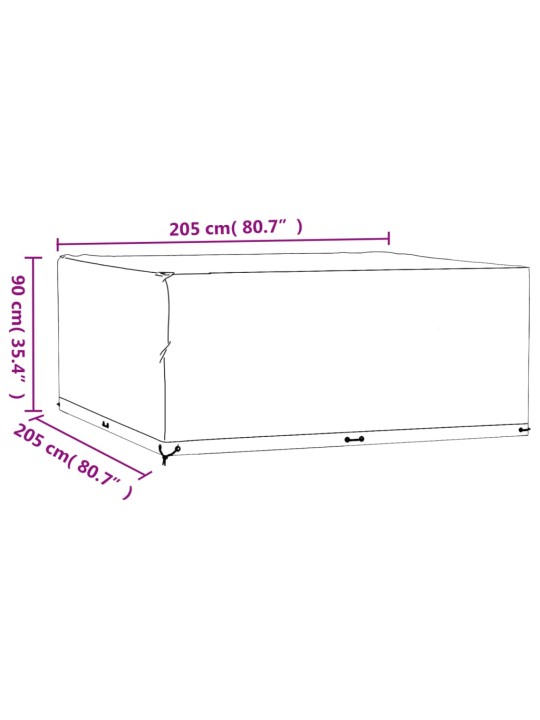 Aiamööbli katted 2 tk, 16 aasaga, 205 x 205 x 90 cm, kandiline