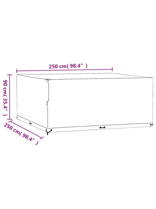 Aiamööbli katted 2 tk, 16 aasaga, 250 x 250 x 90 cm, kandiline