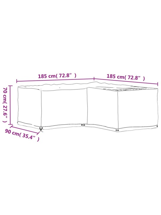 L-kujulised aiamööbli katted, 12 aasaga, 185 x 185 x 70 cm