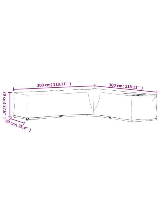 L-kujulised aiamööbli katted, 20 aasaga, 300 x 300 x 70 cm