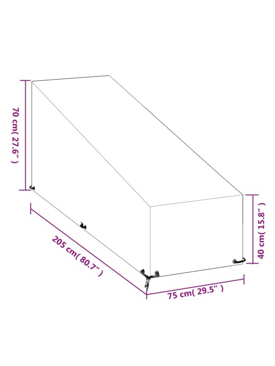 Päevitustooli katted 2 tk, 12 aasaga, 205x75x40/70 cm, pe