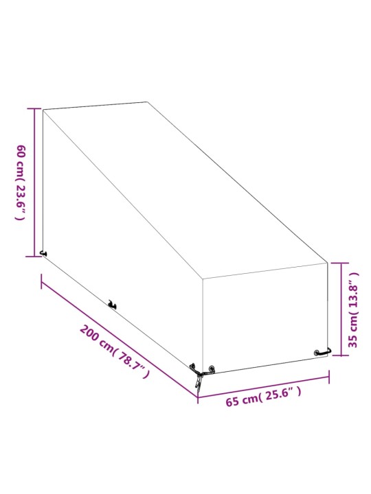 Päevitustooli katted 2 tk, 12 aasaga, 200x65x35/60 cm, pe