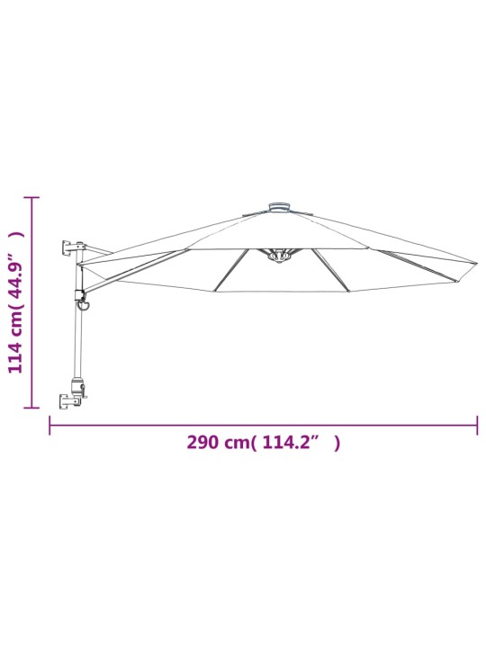 Seinale kinnitatav päikesevari, kollane, 290 cm