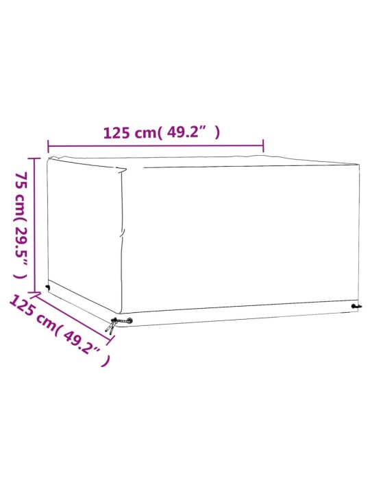 Aiamööbli kate, 16 aasaga, 125 x 125 x 75 cm, kandiline