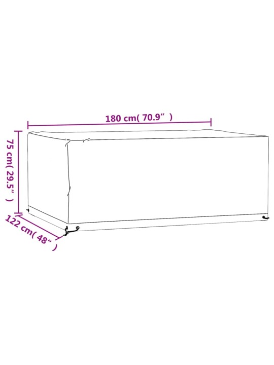 Aiamööbli kate, 8 aasaga, 180 x 122 x 75 cm, ristkülik