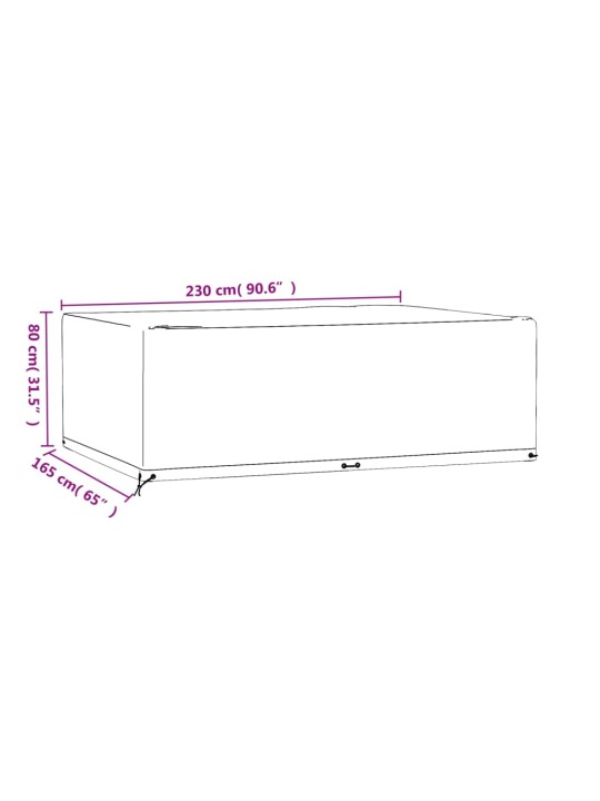 Aiamööbli kate, 12 aasaga, 230 x 165 x 80 cm, ristkülik
