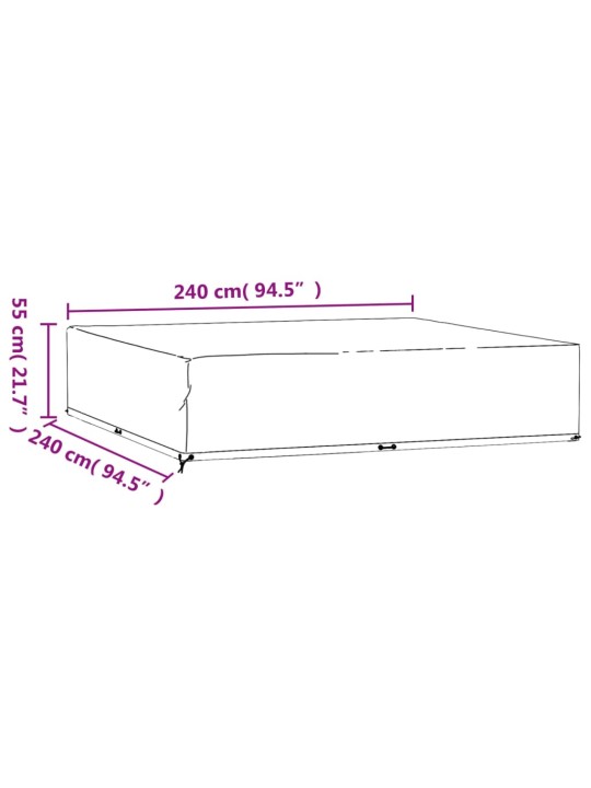 Aiamööbli kate, 16 aasaga, 240 x 240 x 55 cm, kandiline