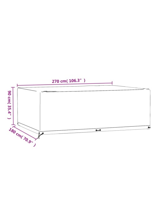 Aiamööbli kate, 12 aasaga, 270 x 180 x 90 cm, ristkülik