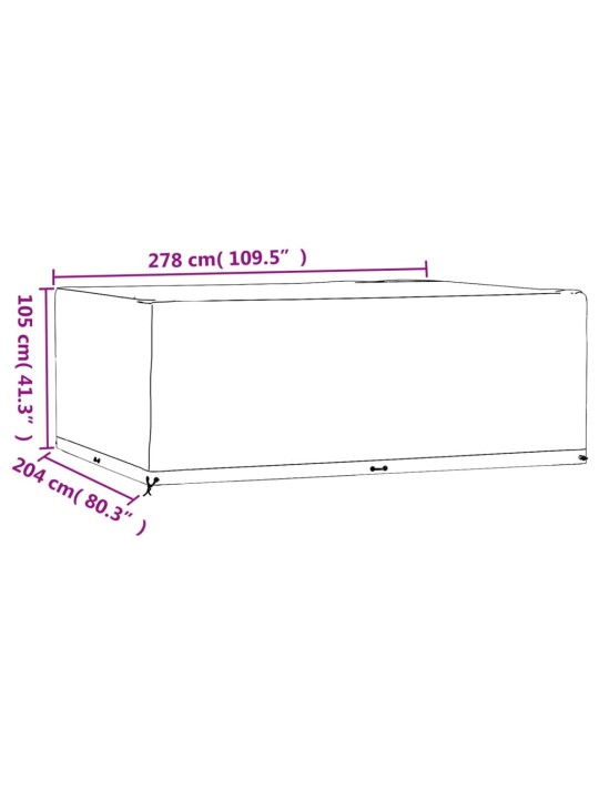 Aiamööbli kate, 16 aasaga, 278 x 204 x 105 cm, ristkülik