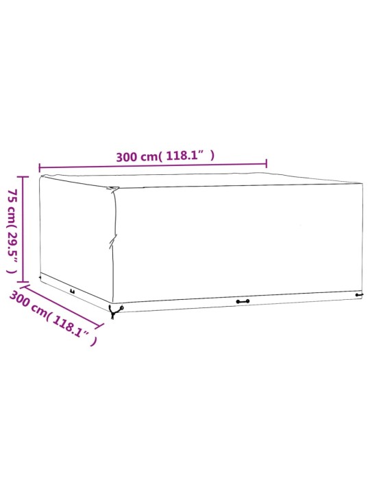 Aiamööbli kate, 16 aasaga, 300 x 300 x 75 cm, kandiline