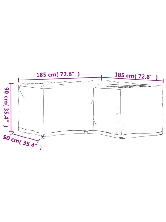L-kujuline aiamööbli kate, 12 aasaga, 185 x 185 x 90 cm
