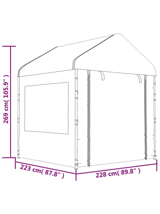 Katusega varjualune, valge, 4,46 x 2,28 x 2,69 m, polüetüleen