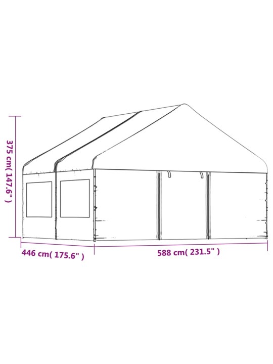 Katusega varjualune, valge, 4,46 x 5,88 x 3,75 m, polüetüleen