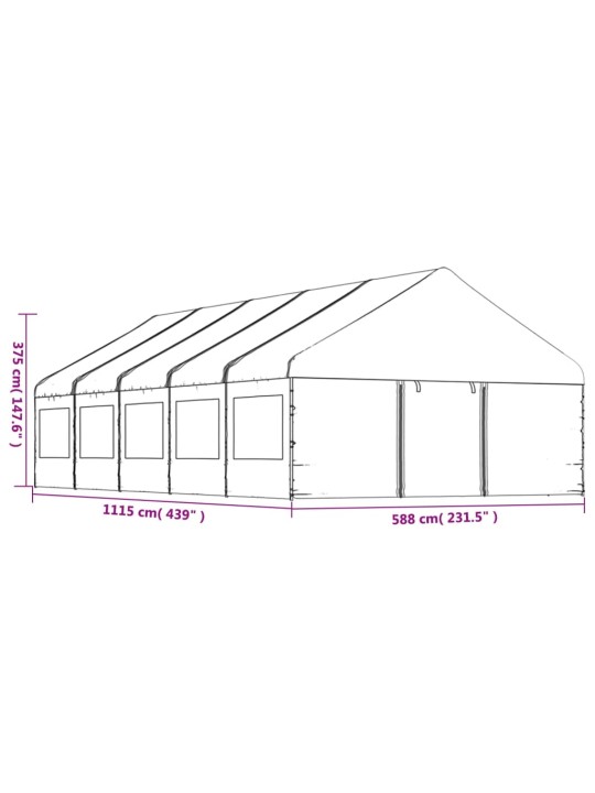 Katusega varjualune, valge, 11,15 x 5,88 x 3,75 m, polüetüleen