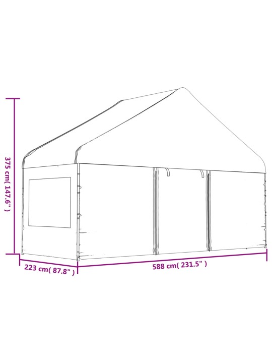 Katusega varjualune, valge, 11,15 x 5,88 x 3,75 m, polüetüleen