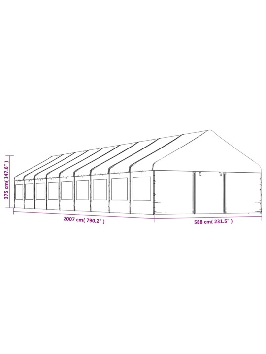 KATUSEGA VARJUALUNE, VALGE, 20,07 X 5,88 X 3,75 M, POLÜETÜLEEN
