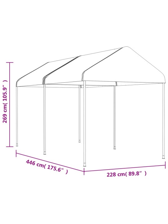 Katusega varjualune, valge, 4,46 x 2,28 x 2,69 m, polüetüleen