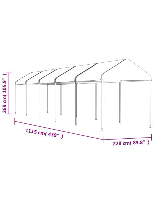 Katusega varjualune, valge, 11,15 x 2,28 x 2,69 m, polüetüleen