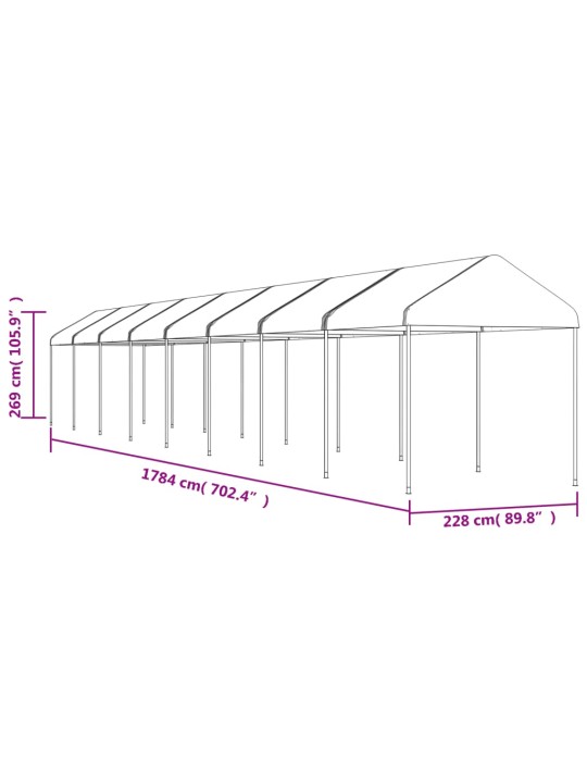 Katusega varjualune, valge, 17,84 x 2,28 x 2,69 m, polüetüleen