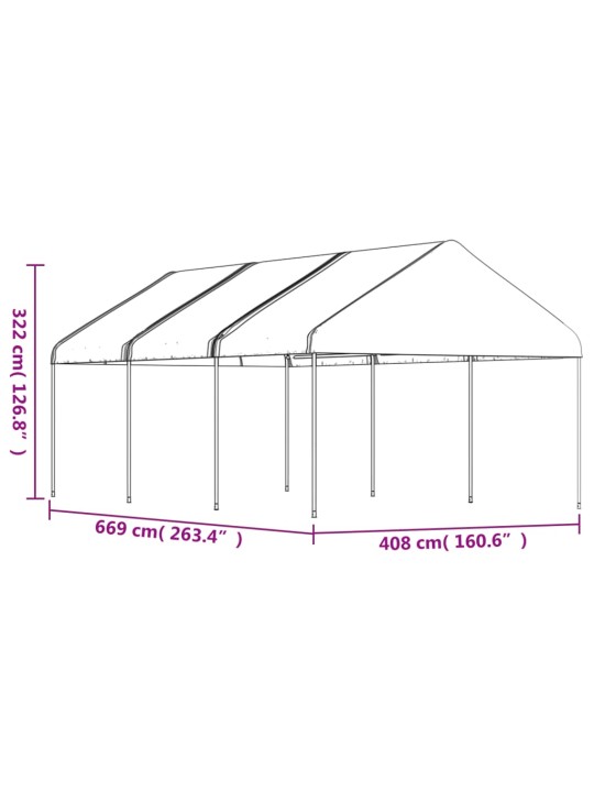 Katusega varjualune, valge, 6,69 x 4,08 x 3,22 m, polüetüleen