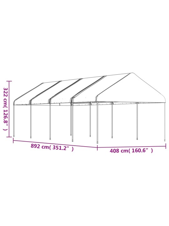 Katusega varjualune, valge, 8,92 x 4,08 x 3,22 m, polüetüleen