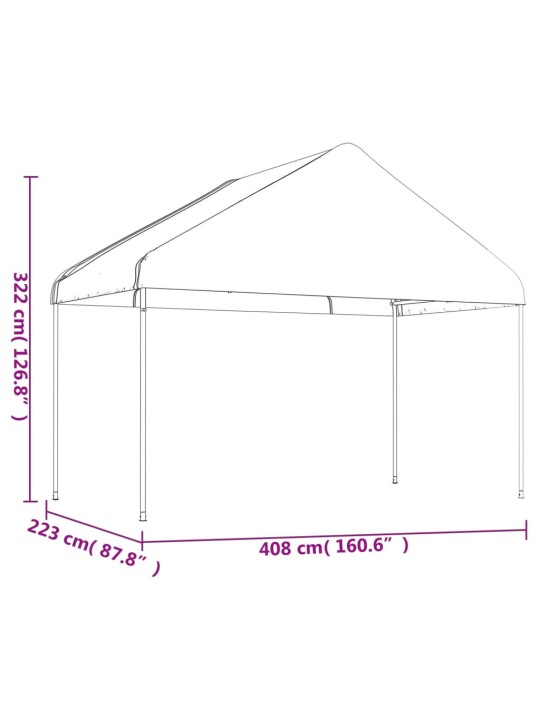 Katusega varjualune, valge, 8,92 x 4,08 x 3,22 m, polüetüleen