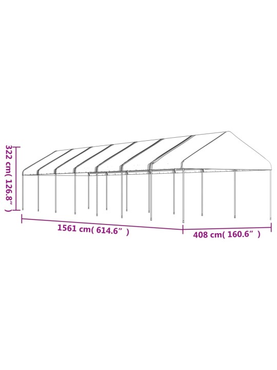 Katusega varjualune, valge, 15,61 x 4,08 x 3,22 m, polüetüleen