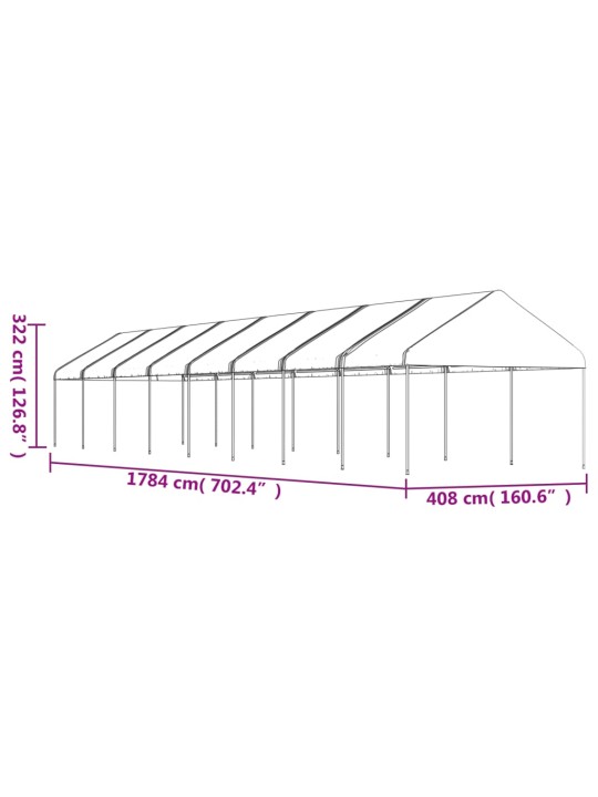 Katusega varjualune, valge, 17,84 x 4,08 x 3,22 m, polüetüleen