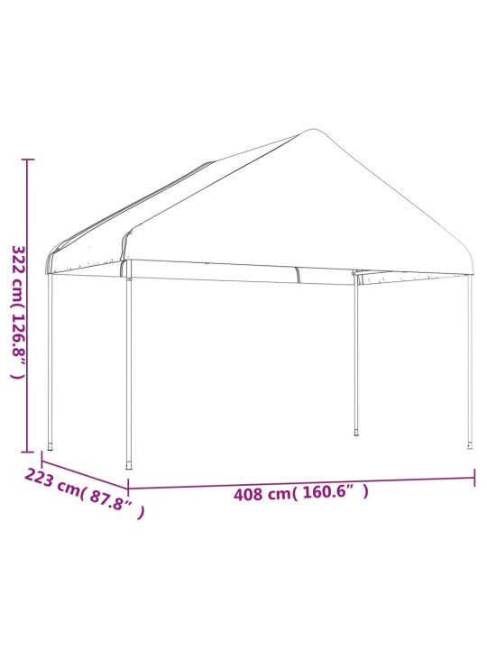 Katusega varjualune, valge, 20,07 x 4,08 x 3,22 m, polüetüleen