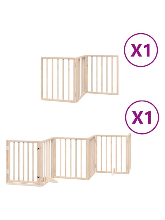 Kokkupandav koeravärav uksega, 9 paneeli, 450 cm, paplipuit
