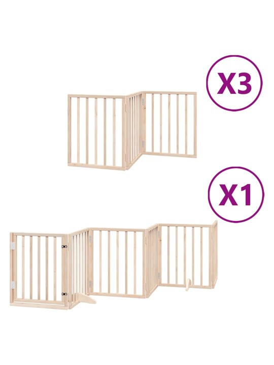 Kokkupandav koeravärav uksega, 15 paneeli, 750 cm, paplipuit