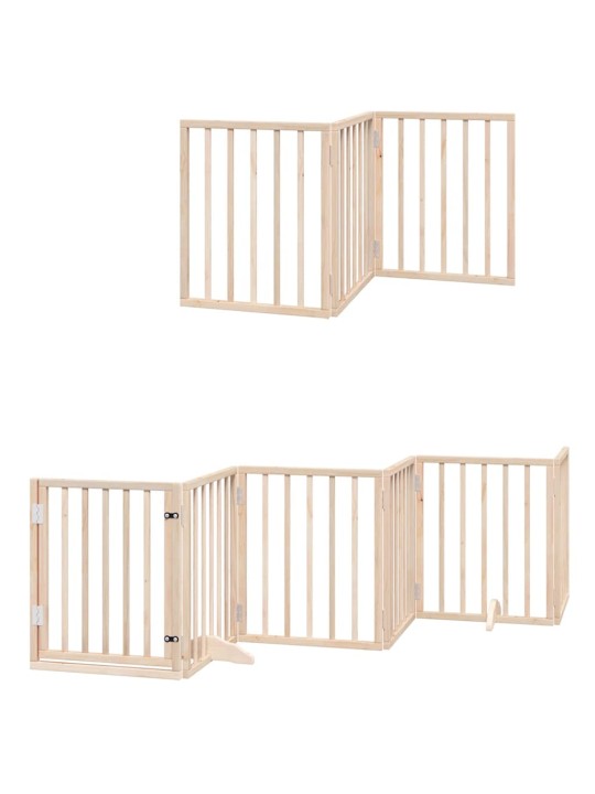 Kokkupandav koeravärav uksega, 15 paneeli, 750 cm, paplipuit