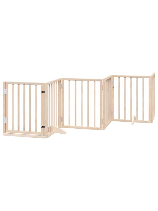 Kokkupandav koeravärav uksega, 15 paneeli, 750 cm, paplipuit