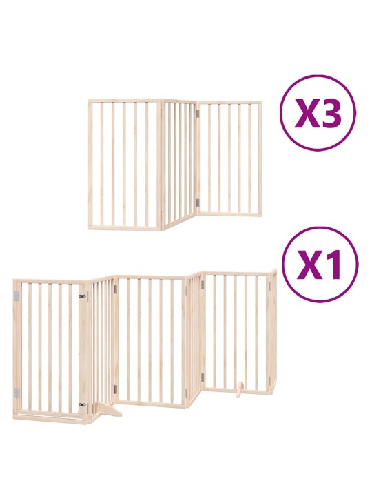 Kokkupandav koeravärav uksega, 15 paneeli, 750 cm, paplipuit
