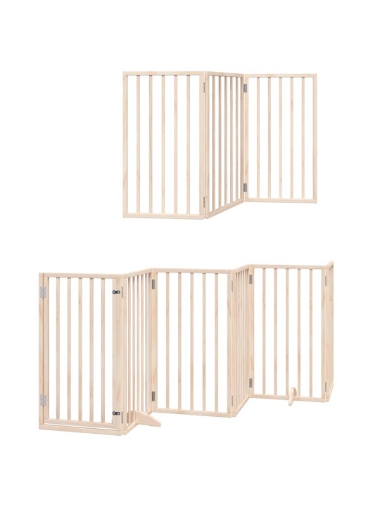 Kokkupandav koeravärav uksega, 15 paneeli, 750 cm, paplipuit