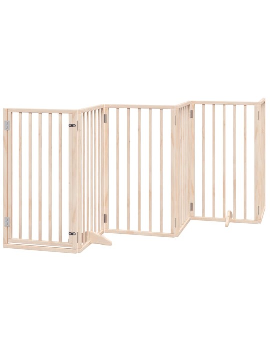 Kokkupandav koeravärav uksega, 15 paneeli, 750 cm, paplipuit